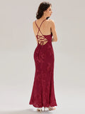 Abigail Dress Burgundy - Order In showcasing a floral design and lace-up back from a rear view for formal occasions.