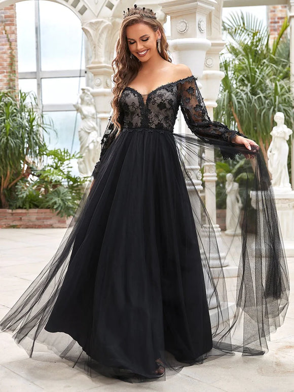Black sales reception dress