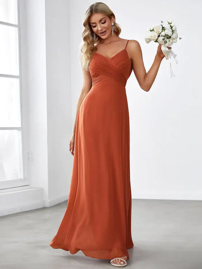 Burnt Orange Floor Length Dress
