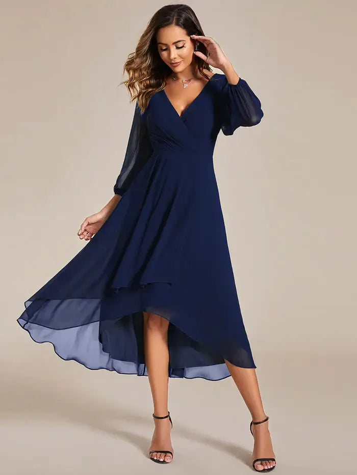Navy Blue Tea Length Dress