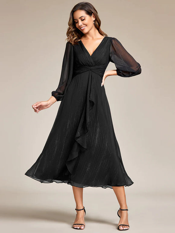 Formal Dress Tea Length Dress FM Formal Wear
