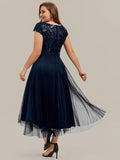Navy Blue Bridesmaid Dress | Navy Blue  Mother of the Bride Dress | Navy Blue Mother of the Groom Dress | Aisha Navy Blue Tea Length Stock Dress 