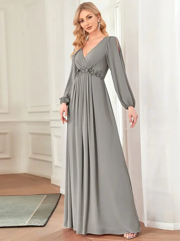 Dove Grey Floor Length Dress