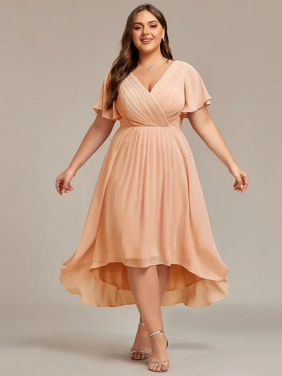 Rebecca Tea Length Dress Apricot - Order In