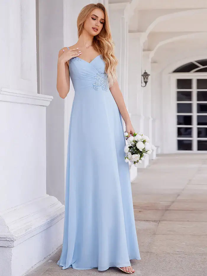 Baby Blue Floor Length Dress