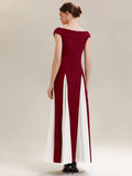 Tonya Dress Burgundy White - Order In, A-line dress with cap sleeves and white panels, perfect for dancing.