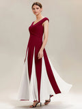 Tonya Dress Burgundy White - Order In, featuring cap sleeves and V-neck, perfect for dancing with white panels.