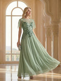 Whitney Dress Fern Floor Length - Order In, short sleeve sequined top, chiffon skirt, perfect for Mother of the Bride or Groom.