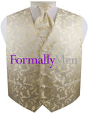 Hawker Gold on Cream Ladies Made to Order Vest with elegant design and matching tie for special occasions.