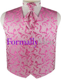 Hawker Pink Ladies Made to Order Vest showcasing vibrant pink design with matching necktie on display.