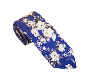 Cobalt Blue Necktie | Blue Floral Necktie | Flower Necktie | Flower Tie | Blue Floral Tie