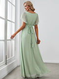 Bridesmaid Dress | Formal Dress | Long Dress | Short Sleeved Dress