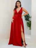 red bridesmaid dress with split