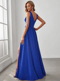 sapphire blue bridesmaid dress with split