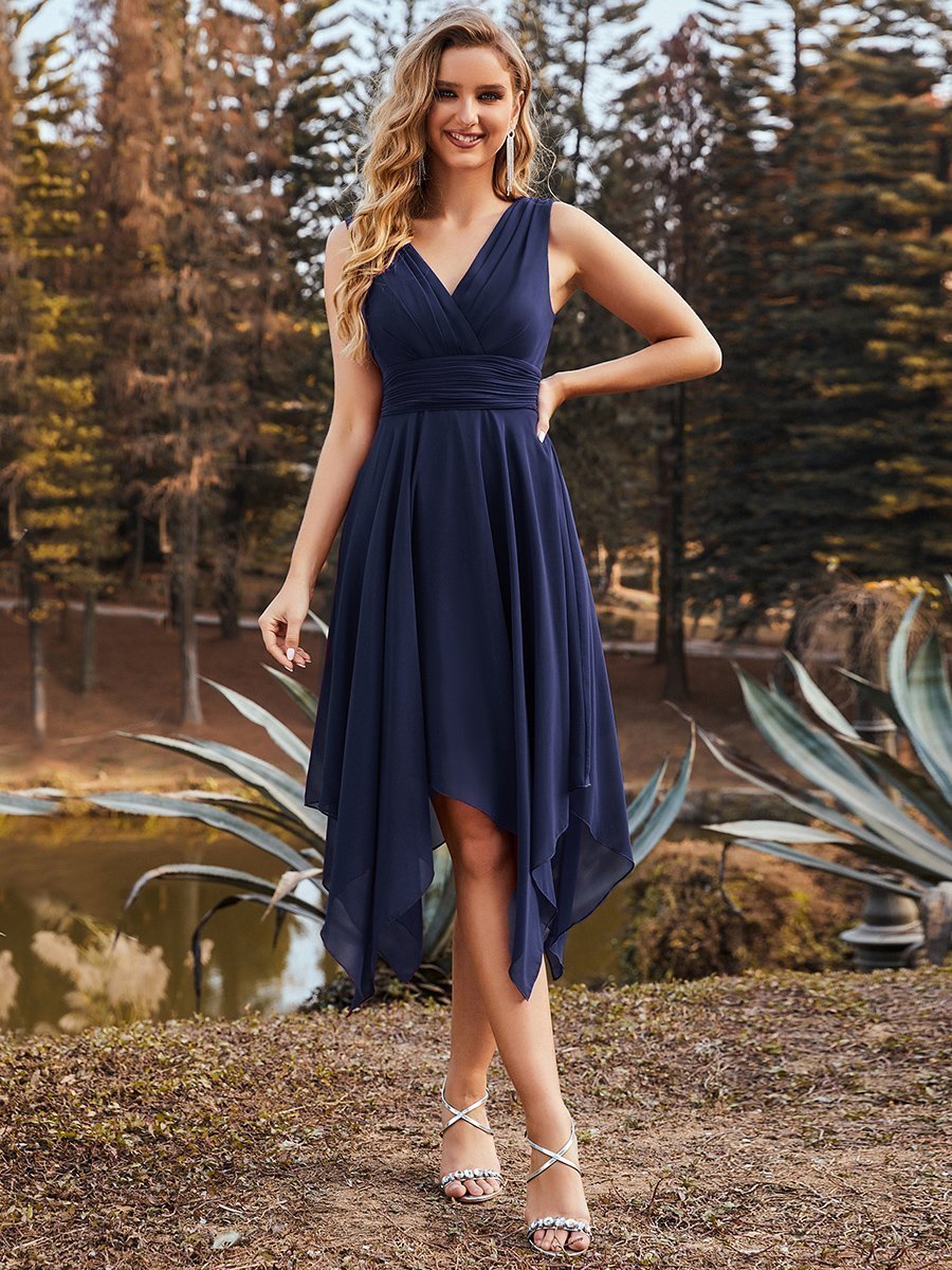 Knee Length Formal Navy Blue Dress Formal Dress Cocktail Dress FM