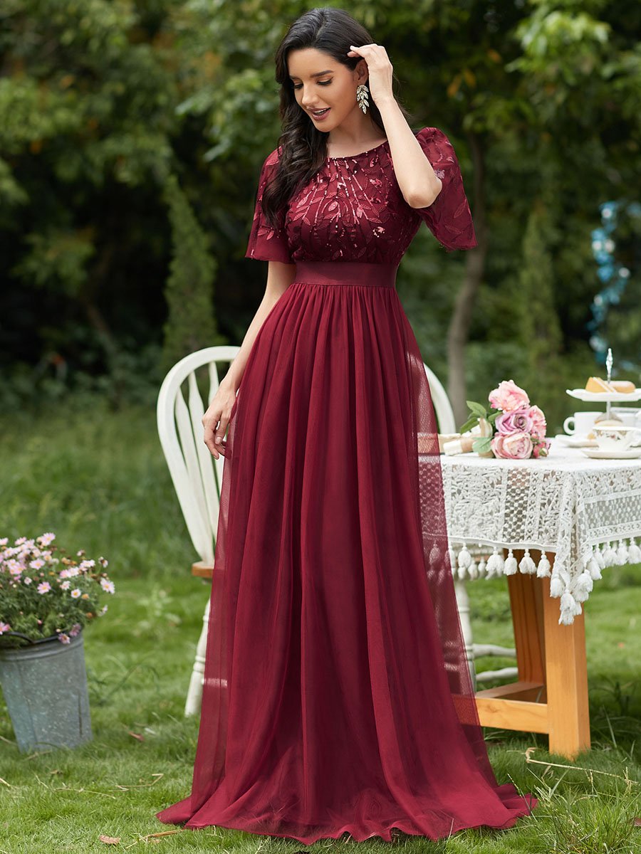 Burgundy Floor Length Dress