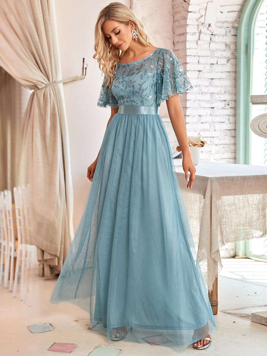 Turkish Blue Floor Length Dress