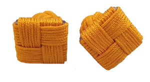 Silk Cufflinks | Silk Square Cufflinks | Fabric Cufflinks | Yellow Cufflinks