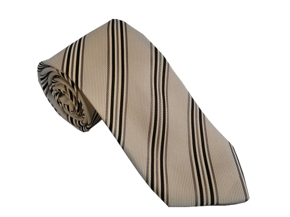 Beige Striped Tie | Mens Ties | Silk Ties | Silk Neckties
