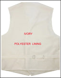 Ivory vest with polyester lining, showing back design details featuring adjustable straps. Northcliffe Red Ladies Made to Order Vest