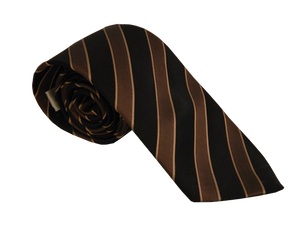 Brown Necktie | Stripe Necktie | Black Stripe Tie