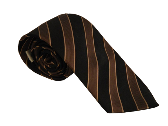 Brown Necktie | Stripe Necktie | Black Stripe Tie