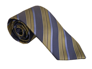 Blue Stripe Necktie | Green Silk Tie