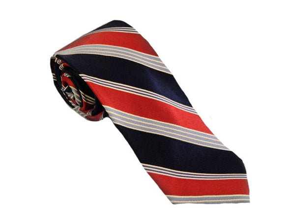 Blue Striped Tie | Mens Ties | Silk Ties | Silk Neckties | Red Stripe Tie